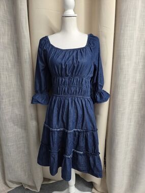 Speed Limit MPH Denim Dress Cottagecore Milkmaid Boho Size XL